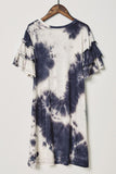 G4664-NAVY Ruffle Tie Dye Mini Shirt Dress Back