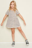 G5036 NATURAL MIX Striped Knit Tunic Full Body