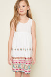 G5042 Off White Girls Floral Embroidered Dress Front