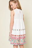 G5042 Off White Girls Floral Embroidered Dress Back