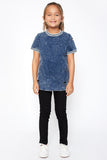 G5044 Denim Girls Acid Washed Distressed Tee Full Body