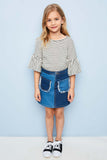 G5077 DENIM Two Tone Denim Skirt Alternate Angle