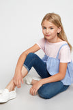 G5087 Baby Pink Girls Layered T-Shirt Pose