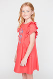 G5089 Tomato Girls Embroidered Ruffle Dress Side