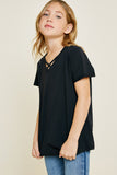 G5286-BLACK Criss Cross T-Shirt Front