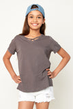 G5286 CHARCOAL Criss Cross T-Shirt Front