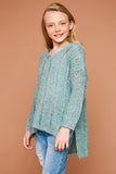 G5481 Seafoam Girls Open Back Knit Sweater Side