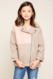 G5504 MOCHA Oversized Moto Jacket Front