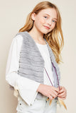 G5512 Silver Girls Fur Vest with Self Tie Side