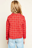 G5552 RED Grid Print Top Back