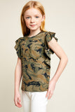 G5570 CAMO Ruffle Sleeve Camo Tank Alternate Angle