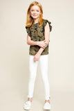 G5570 CAMO Ruffle Sleeve Camo Tank Alternate Angle