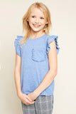 G5573 BLUE Ruffled Pocket T-Shirt Alternate Angle