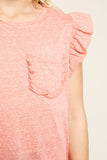 G5573 CORAL Ruffled Pocket T-Shirt Detail