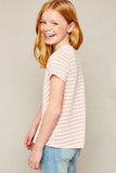 G5583 LT PINK Striped Crew Neck T-Shirt Back