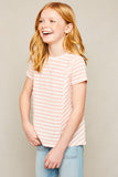 G5583 LT PINK Striped Crew Neck T-Shirt Alternate Angle