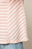 G5583 LT PINK Striped Crew Neck T-Shirt  Detail