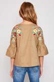 G5617 COFFEE Floral Embroidered Jacket Alternate Angle