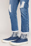 G5639 DK DENIM Fringed Hem Jeans Alternate Angle