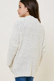 G5692-CREAM Textured Dolman Sleeve Cardigan Back