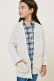 G5692-CREAM Textured Dolman Sleeve Cardigan Alternate Angle