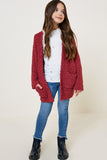 G5692-ROSE Textured Dolman Sleeve Cardigan Full Body