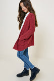 G5692-ROSE Textured Dolman Sleeve Cardigan Side