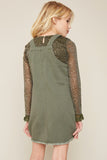 G5701 Army Girls Overall Mesh Denim Dress Side