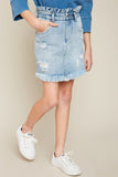 G5728 Lt Denim Girls High Waist Denim Skirt Front 2