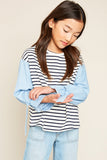 G5766 CREAM Contrast Striped Top Pose