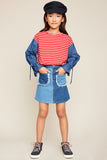 G5766 RED Contrast Striped Top Alternate Angle