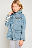 G5834 MID DENIM Acid Wash Cargo Jacket Alternate Angle