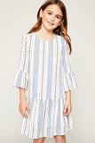 Printed Bell Sleeve Tunic Dress