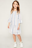 G5840 DENIM Printed Bell Sleeve Tunic Dress Alternate Angle