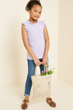 G5859-LAVENDER Sleeveless Ruffle Mock Neck Tank Top Alternate Angle