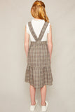 G5875 MOCHA Tiered Glen Check Overall Dress Back