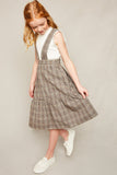 G5875 MOCHA Tiered Glen Check Overall Dress Alternate Angle