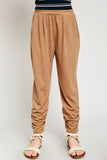 G5888 MOCHA Ruched Harem Pant Front