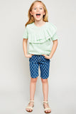 G5893 Mint Girls Asymmetrical Ruffle T-Shirt Full Body