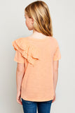 G5893 PEACH Asymmetrical Ruffle T-Shirt Back