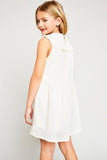 G5908 Ivory Girls Bohemian Flower Embroidered Swing Dress Back