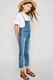 G5969 Mid Denim Girls Bermuda Denim Overalls Side