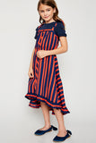 G5979 NAVY-RED Striped Hi-Lo Maxi Dress Alternate Angle