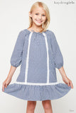 G6072 BLUE Peasant Dress Front