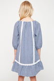 G6072 BLUE Peasant Dress Back