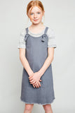 G6075 GREY Denim Overall Dress Front