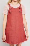 G6075 MARSALA Denim Overall Dress Front Detail