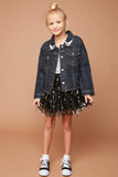 G6086 Black Girls Sequined Mesh Skirt With Elastic Waistband Full Body