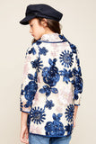 G6098 INK BLUE Sheer Floral Jacket Overlay Back