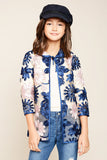 G6098 INK BLUE Sheer Floral Jacket Overlay Alternate Angle